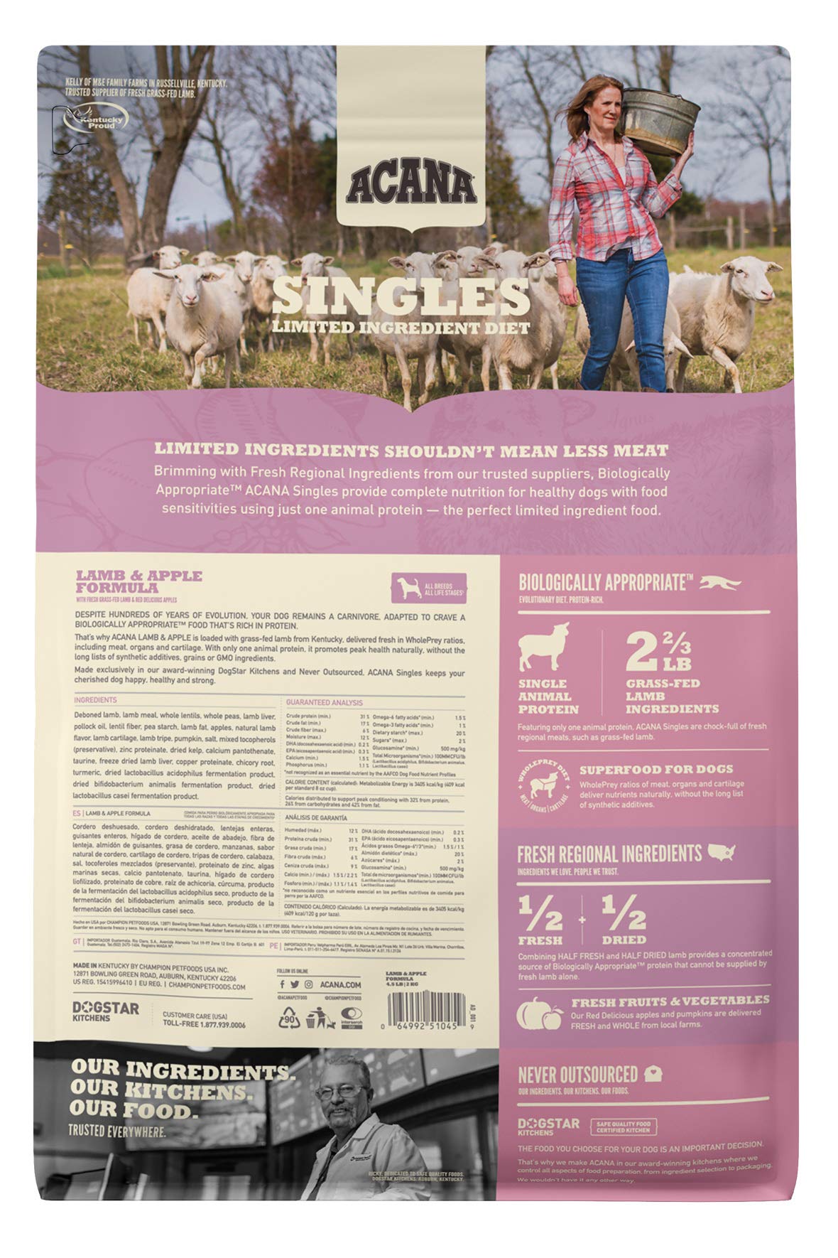 ACANA Singles Limited Ingredient Dry Dog Food, Lamb & Apple, Biologically Appropriate & Grain Free