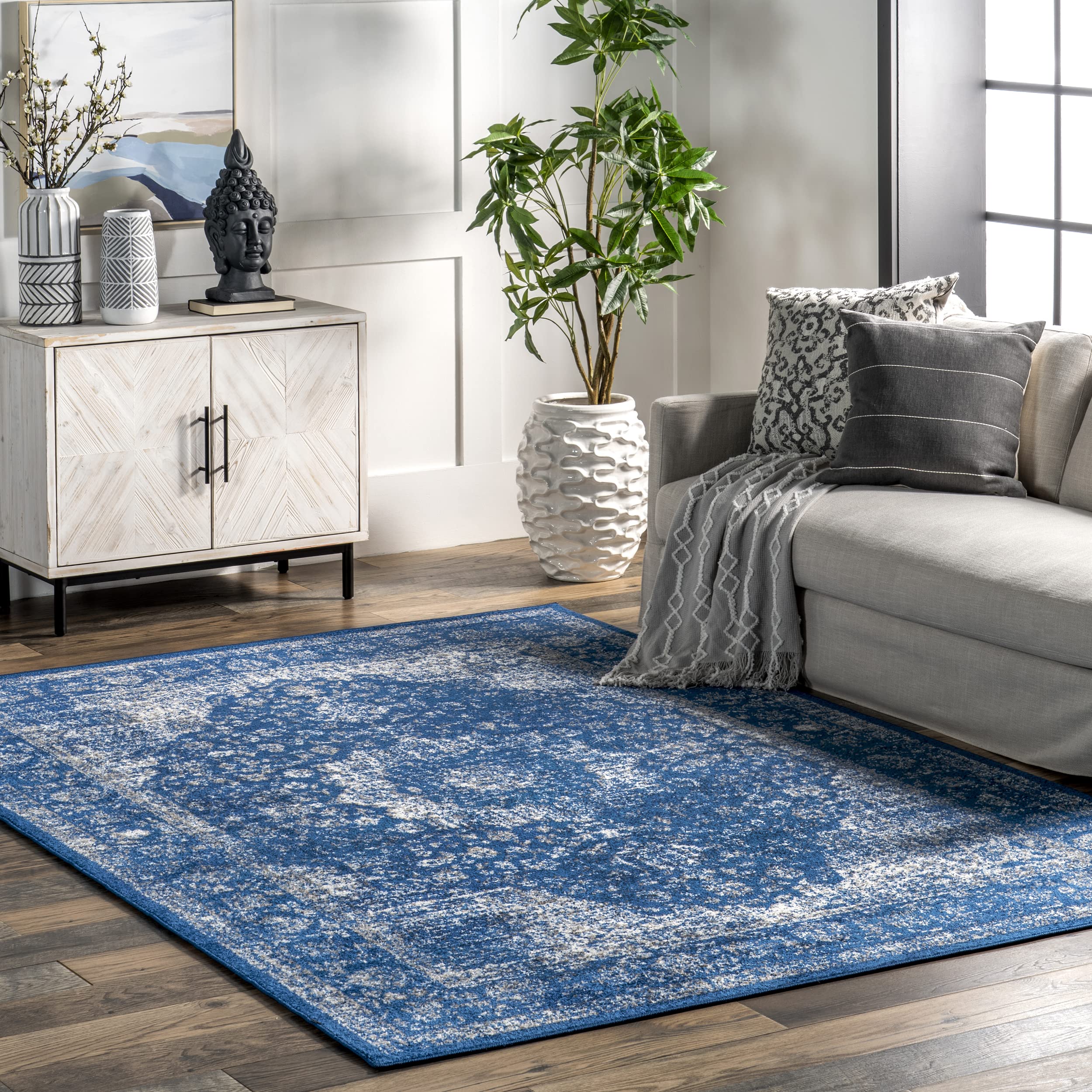 NuLoom Paisley Verona Vintage Persian Area Rug, 8' 10" x 12', Dark Blue