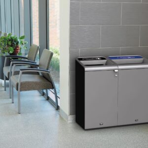 Rubbermaid Commercial Products Configure 1 Stream Landfill Trash Can, 33 Gal, Grey Stenni, Indoor for Stadiums/Food Courts/Airports