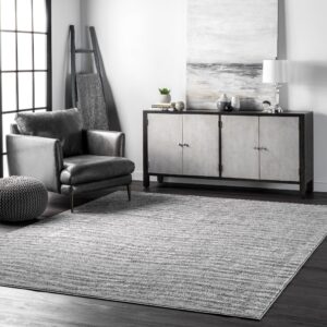 nuloom 4' x 6' performance indoor area rug, non-shed, power loomed high-traffic area rug for living room, bedroom, home, sherill grey