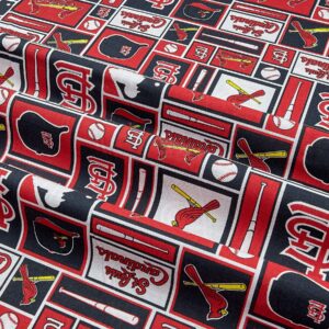 MLB Cotton Broadcloth St. Louis Cardinals Black/Red, Fabric by the Yard