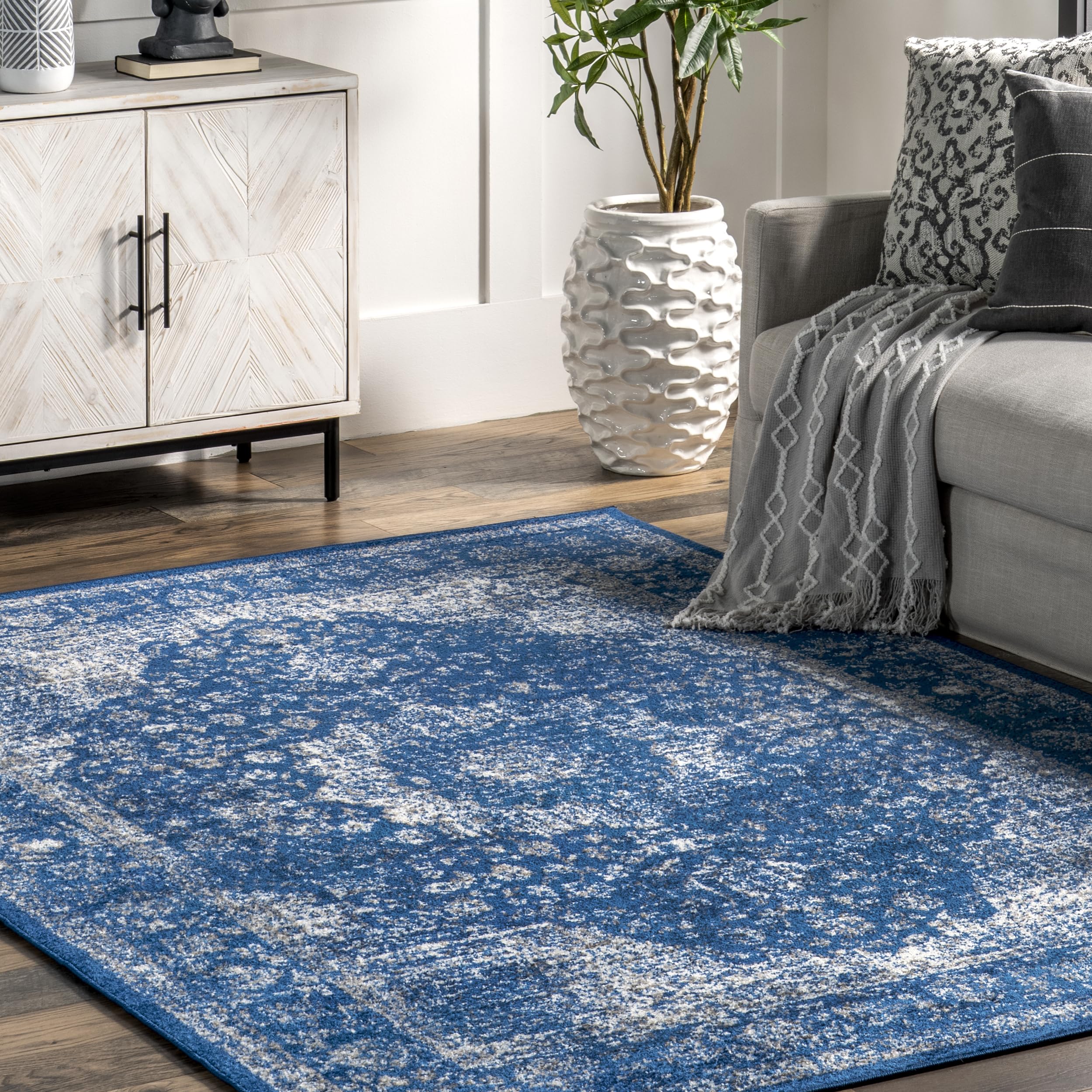 NuLoom Paisley Verona Vintage Persian Area Rug, 8' 10" x 12', Dark Blue