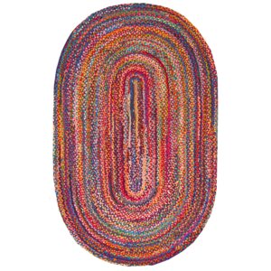 nuLOOM Tammara Bohemian Hand Braided Area Rug, Oval 5x8, Multi