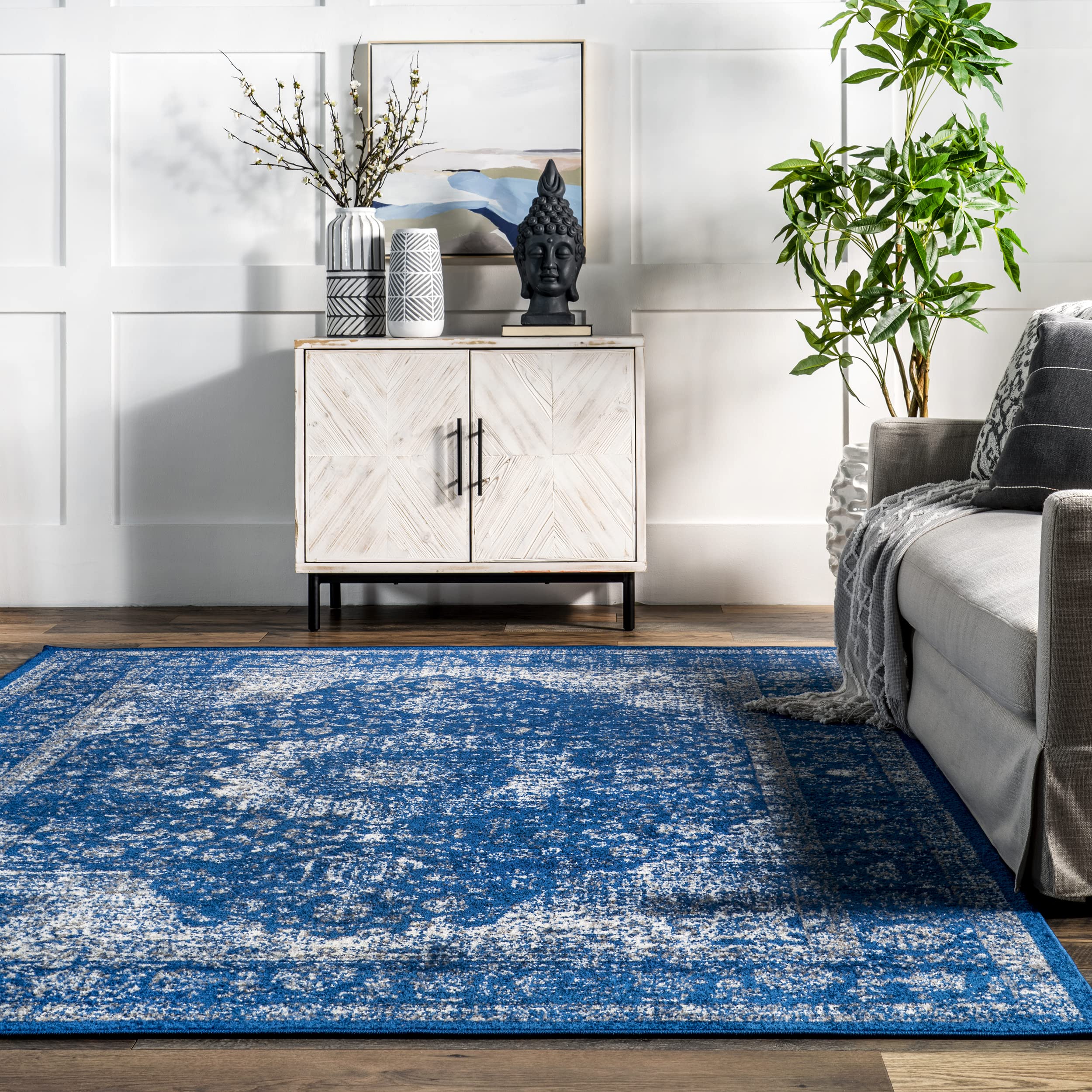 NuLoom Paisley Verona Vintage Persian Area Rug, 8' 10" x 12', Dark Blue