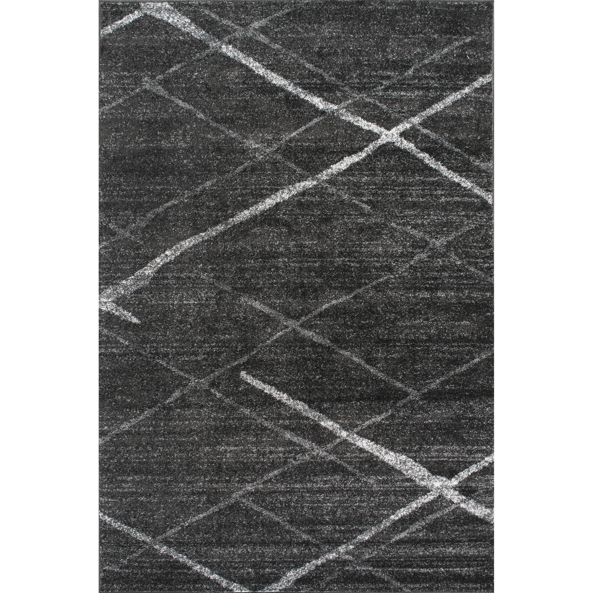 nuLOOM 4x6 Thigpen Contemporary Area Rug, Charcoal, Abstract Lines, Non-Slip Backing, Stain Resistant, For Bedroom, Dining Room, Living Room, Hallway, Office, Kitchen, Entryway