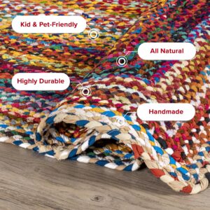 nuLOOM Tammara Bohemian Hand Braided Area Rug, Oval 5x8, Multi