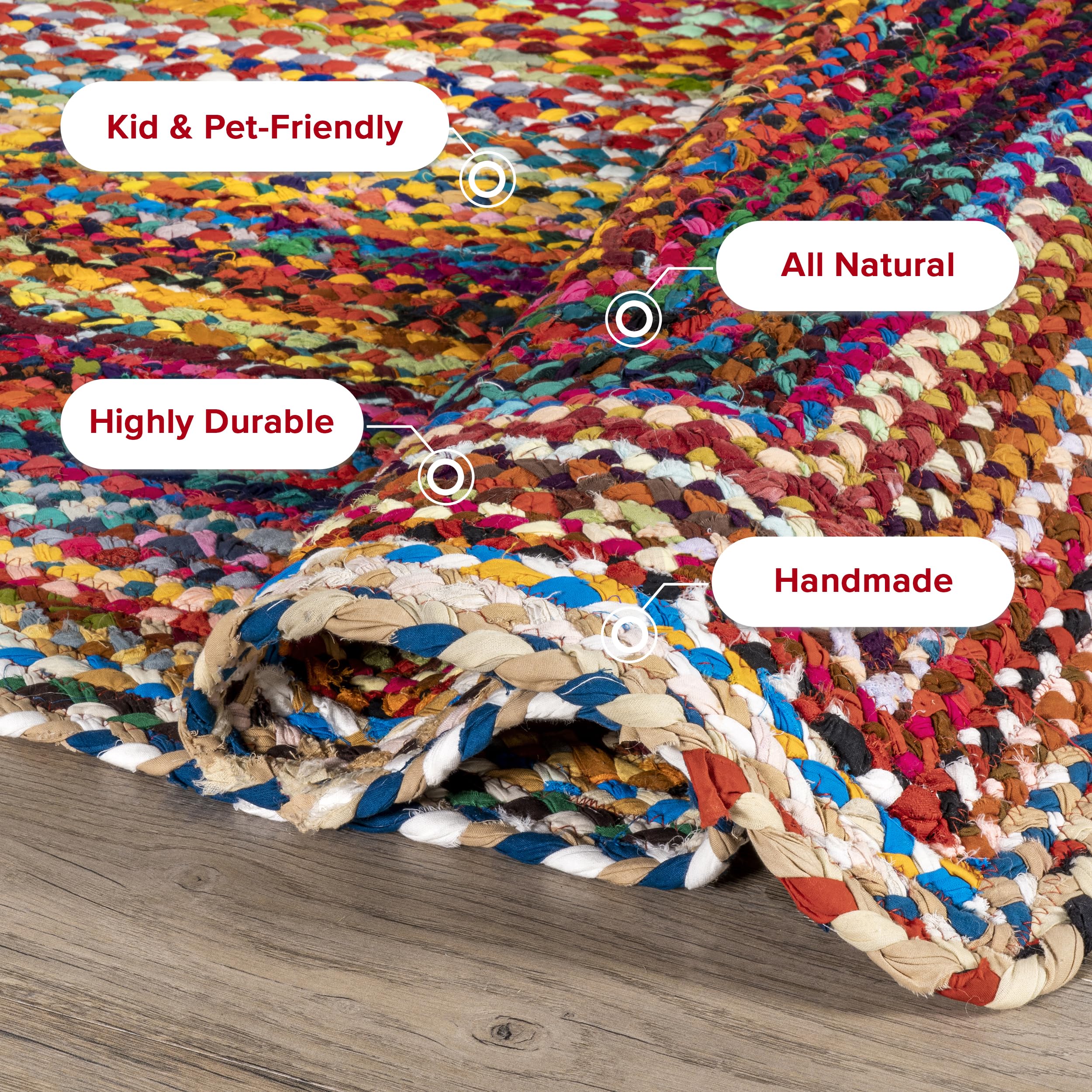 nuLOOM Tammara Bohemian Hand Braided Area Rug, 5x8, Multi