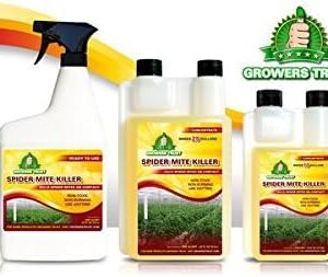 Growers Trust Spider Mite Killer Non-Toxic, Biodegradable - Natural Pesticide-Organic Ingredients- Earth Friendly Pest Control-(Solution Makes 32 oz Ready to use Foliar Spray) JUST ADD Water