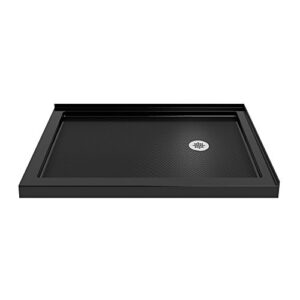 dreamline slimline 34 in. d x 48 in. w x 2 3/4 in. h right drain double threshold shower base in black, dlt-1034482-88