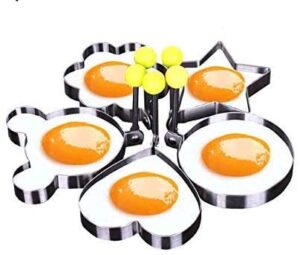 god's kitchen 5 pcs non stick ring molds for making cakes, pancakes, meatloaf, biscuits, fried egg ecofriendly stainless steel easy to clean and use 5 different shapes great kitchen tool