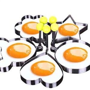 God's kitchen 5 pcs Non stick Ring Molds for Making Cakes, Pancakes, Meatloaf, Biscuits, Fried Egg Ecofriendly Stainless Steel Easy to Clean and Use 5 Different Shapes Great Kitchen Tool