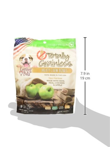 Loving Pets Totally Grainless - Chicken and Apple Meaty Chew Bones for Dogs (for Small Dogs Less Than 20 lbs), 6oz