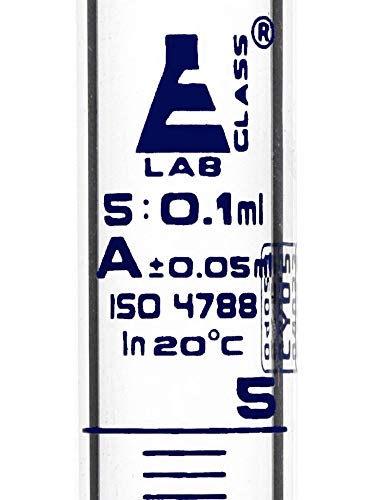 EISCO Graduated Cylinder, 5ml - Class A Tolerance ±0.05ml - Round Base - Blue Graduations - Borosilicate 3.3 Glass