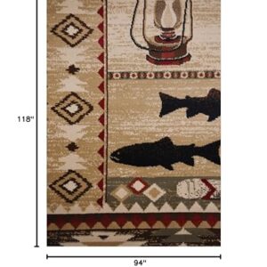 Rustic Lodge Brown 8x10 Area Rug, 7'10x9'10