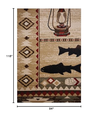 Rustic Lodge Brown 8x10 Area Rug, 7'10x9'10