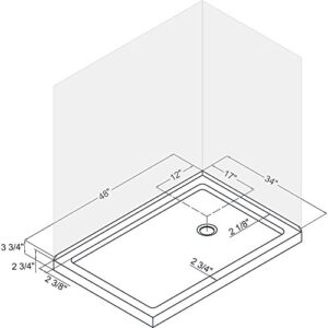 DreamLine SlimLine 34 in. D x 48 in. W x 2 3/4 in. H Right Drain Double Threshold Shower Base in Black, DLT-1034482-88