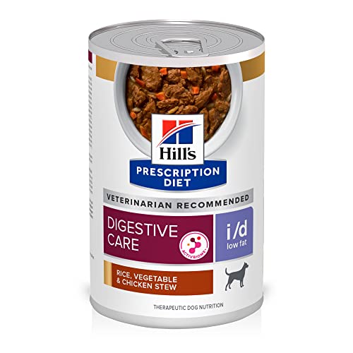 Hill's Prescription Diet i/d Low Fat Digestive Care Rice, Vegetable & Chicken Stew Wet Dog Food, Veterinary Diet, 12.5 Ounce Cans (Pack of 12)