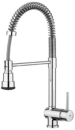 WS Bath Collections Stick SK 176 AC Stick Collection One-Hole Pull Down Kitchen Faucet with Metal Lever Handle, Stainless Steel