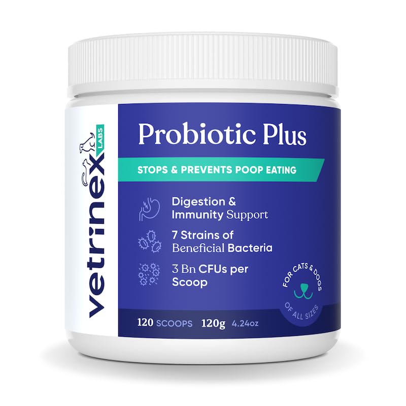 Vetrinex Labs Coprophagia Poop Eating Deterrent & Prevention, Stop & Prevent Stool Eating Treatment - Probiotics for Dogs, Cats and Puppies - Forbids Dog from Eating Poop - Probiotic Powder (120 GMS)