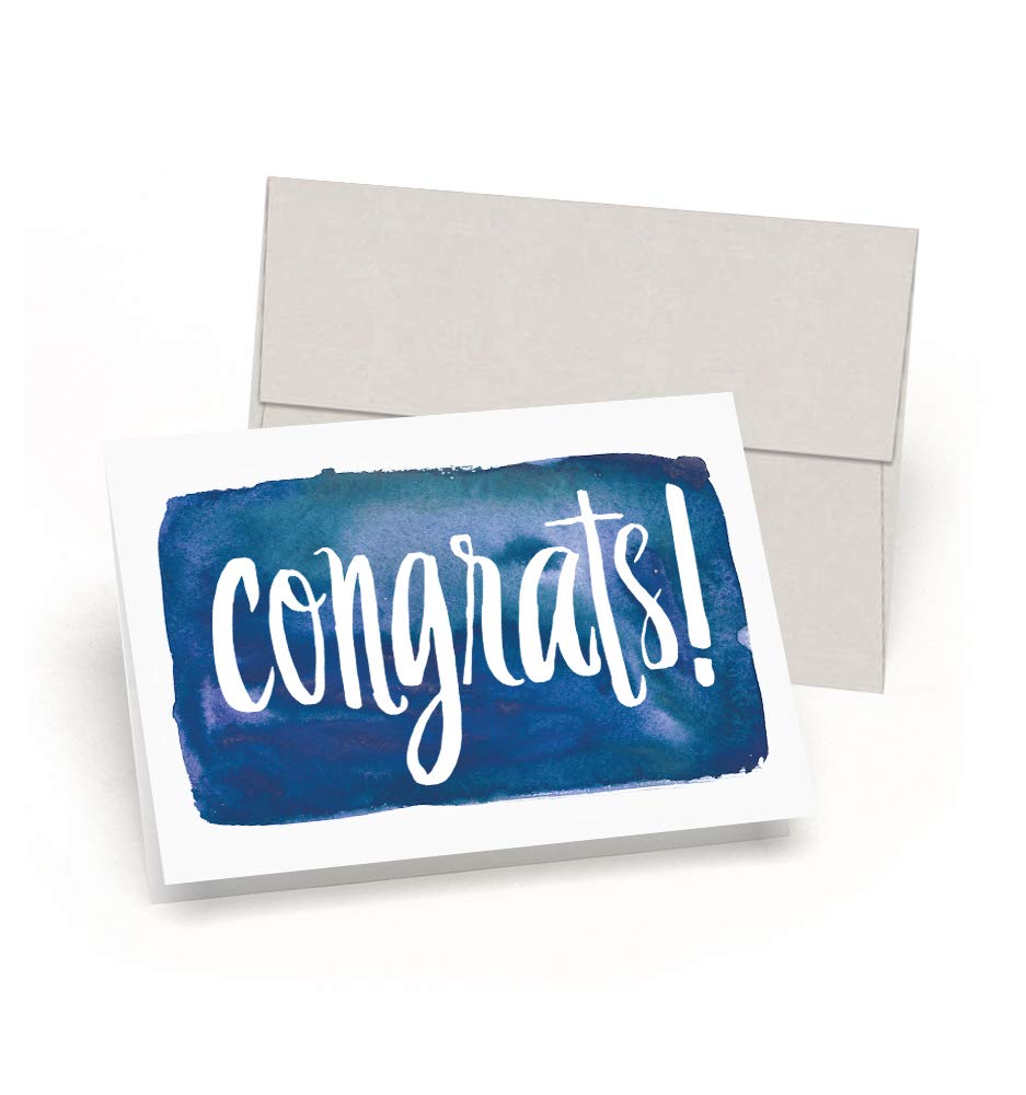 Palmer Street Press Congrats! Inky Navy Congratulations Cards - Set of 8 Congratulations Greeting Cards And 8 Envelopes - Congratulations Graduation Card - Designed, Printed and Packaged in the USA