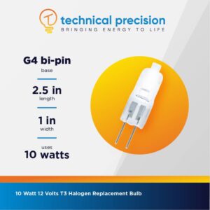 10W 12V Bulb Replacement for Dacor 86364 Light Bulb by Technical Precision - T3 Halogen Bulb with G4 Bi-Pin Base - Compatible for Range, Stove, Oven Application - 1 Pack