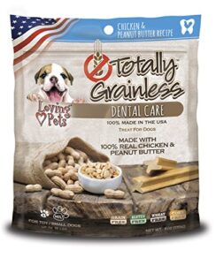 loving pets totally grainless - chicken and peanut butter dental sticks for dogs (for small dogs less than 20 lbs), 6oz