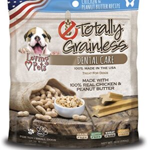 Loving Pets Totally Grainless - Chicken and Peanut Butter Dental Sticks for Dogs (for Small Dogs Less Than 20 lbs), 6oz