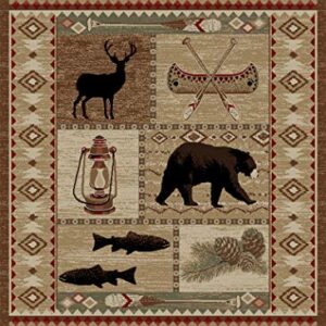 Rustic Lodge Brown 8x10 Area Rug, 7'10x9'10