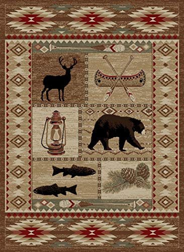 Rustic Lodge Brown 8x10 Area Rug, 7'10x9'10