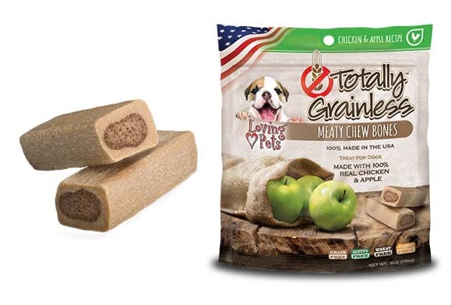 Loving Pets Totally Grainless - Chicken and Apple Meaty Chew Bones for Dogs (for Small Dogs Less Than 20 lbs), 6oz