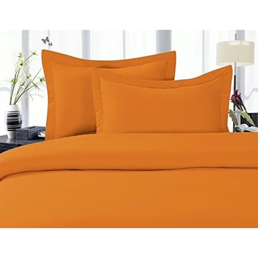 CELINE LINEN Best, Softest, Coziest Duvet Cover Ever! 1500 Premier Hotel Quality Luxury Super Soft Wrinkle Free 3-Piece Duvet Cover Set, Full/Queen, Elite Orange