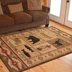 Rustic Lodge Brown 8x10 Area Rug, 7'10x9'10