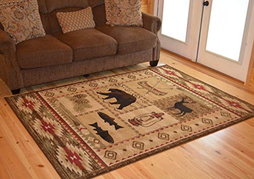 Rustic Lodge Brown 8x10 Area Rug, 7'10x9'10