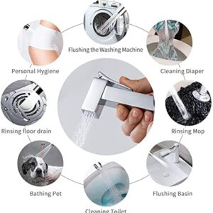 AZOS Bidet Sprayer for Toilet, Toilet Concealed Hot and Cold Mixing Brass Handheld Bidet Toilet Sprayer Wall Mount Diaper Douche Shattaf Kit for Bathroom Cleaning, Polished Chrome