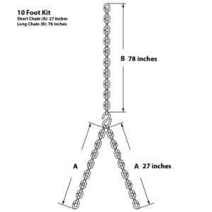 Barn-Shed-Play Heavy Duty 700 Lb Stainless Steel Porch Swing Hanging Chain Kit (10 Foot Ceiling)