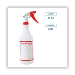 Boardwalk 03010 Trigger Spray Bottle, 32 oz, Clear/Red, HDPE, 3/Pack