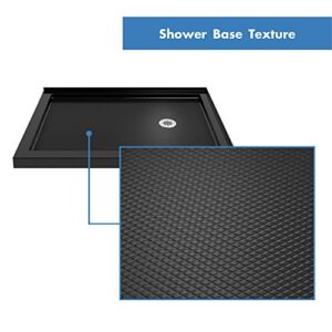 DreamLine SlimLine 34 in. D x 48 in. W x 2 3/4 in. H Right Drain Double Threshold Shower Base in Black, DLT-1034482-88