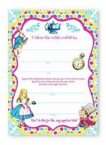 pop parties alice in wonderland brights large invitations - 10 invitations + 10 envelopes