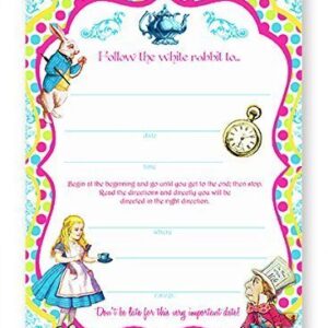 POP parties Alice In Wonderland Brights LARGE Invitations - 10 Invitations + 10 Envelopes