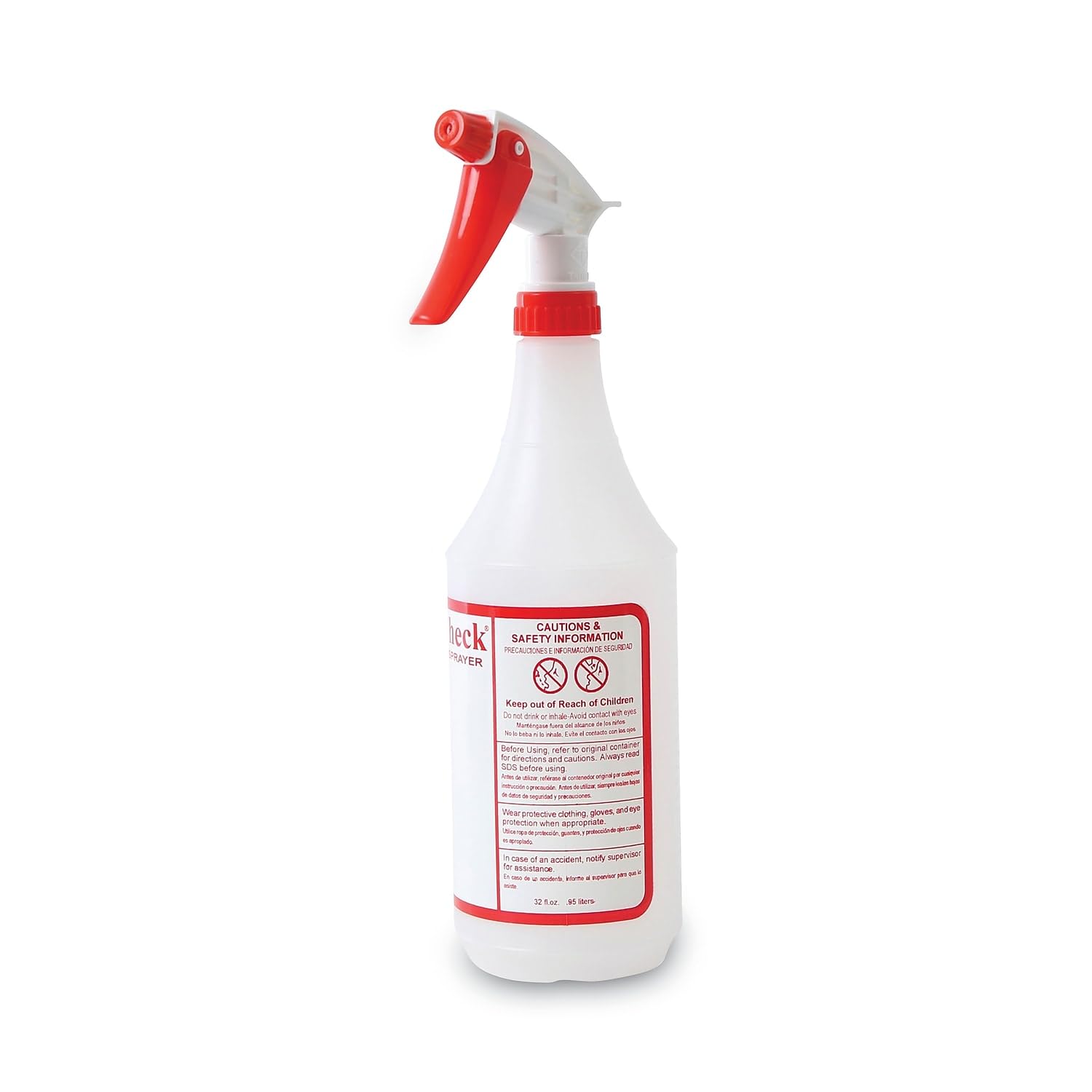 Boardwalk 03010 Trigger Spray Bottle, 32 oz, Clear/Red, HDPE, 3/Pack