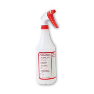 Boardwalk 03010 Trigger Spray Bottle, 32 oz, Clear/Red, HDPE, 3/Pack