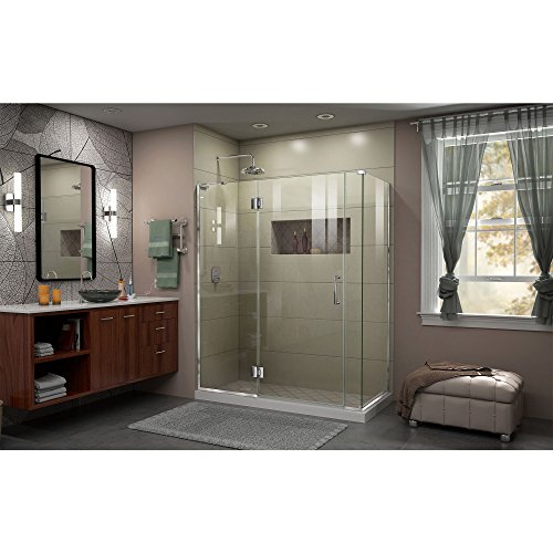 DreamLine Unidoor-X 58 1/2 in. W x 34 3/8 in. D x 72 in. H Frameless Hinged Shower Enclosure in Chrome, E32806534L-01