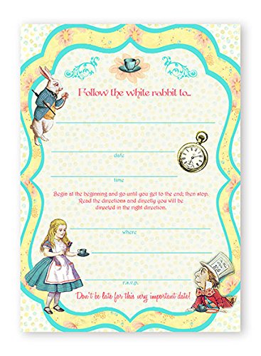 POP parties Alice In Wonderland LARGE Invitations - 10 Invitations + 10 Envelopes