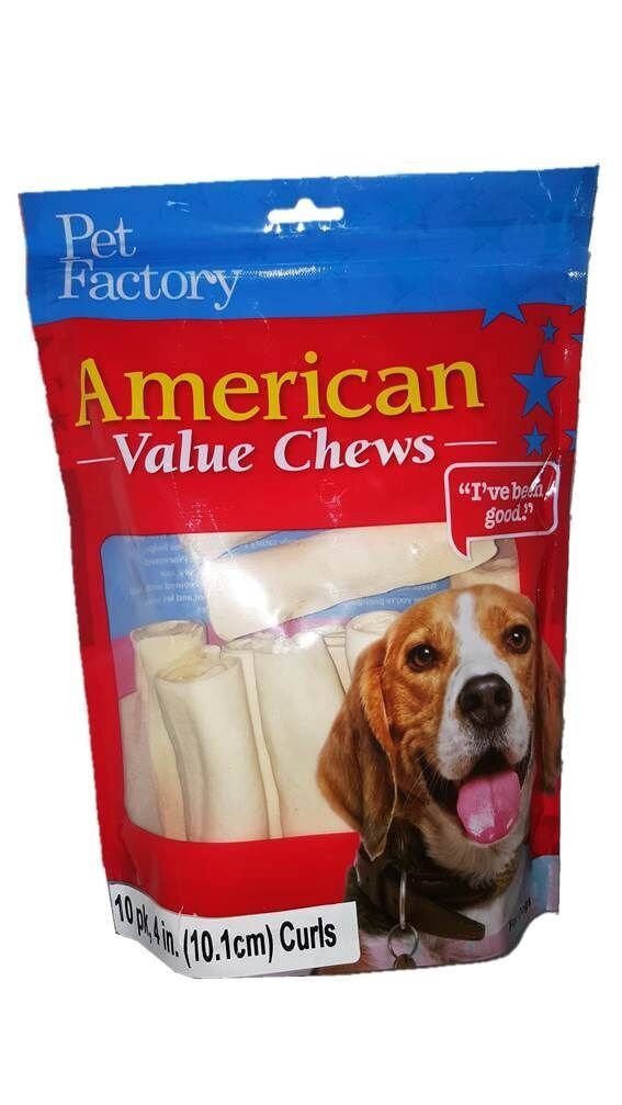 Pet Factory 28110 4-5" Rawhide Rolls for Dogs. Thick Beefhide Treats. 10 Pack