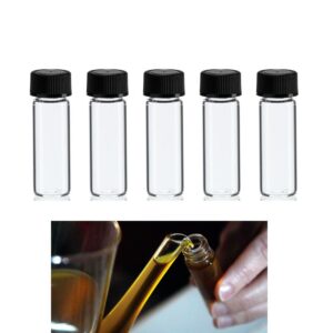 ATB 5 Mini Clear Glass Vial Bottles Caps 1 3/4 Tall 1/8 Oz Gold Panning Prospecting