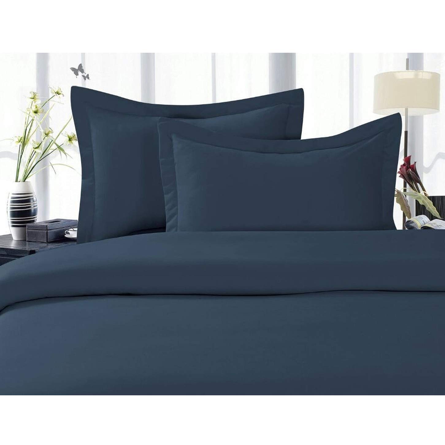 CELINE LINEN Best, Softest, Coziest Duvet Cover Ever! 1500 Premier Hotel Quality Luxury Super Soft Wrinkle Free 2-Piece Duvet Cover Set, Twin/Twin XL, Navy Blue