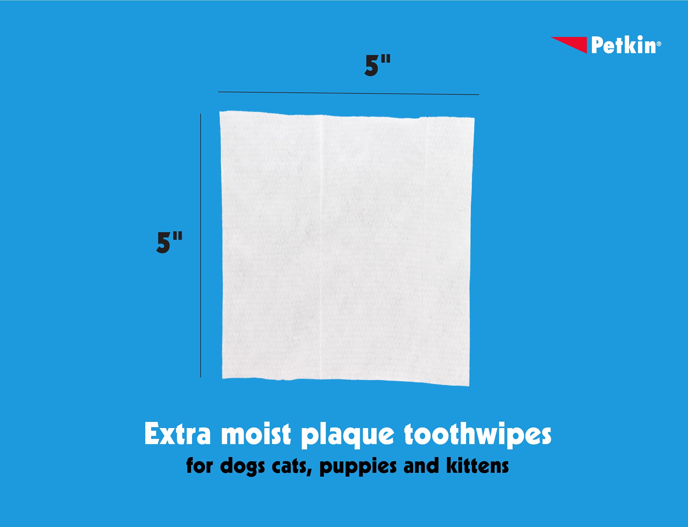 Petkin Cat and Dog Dental Wipes, 40 Wipes (Fresh Mint) - Natural Formula Cleans Teeth, Gums & Freshens Breath - for Daily Use - Convenient Dog Dental Care - 1 Pack of 40 Wipes