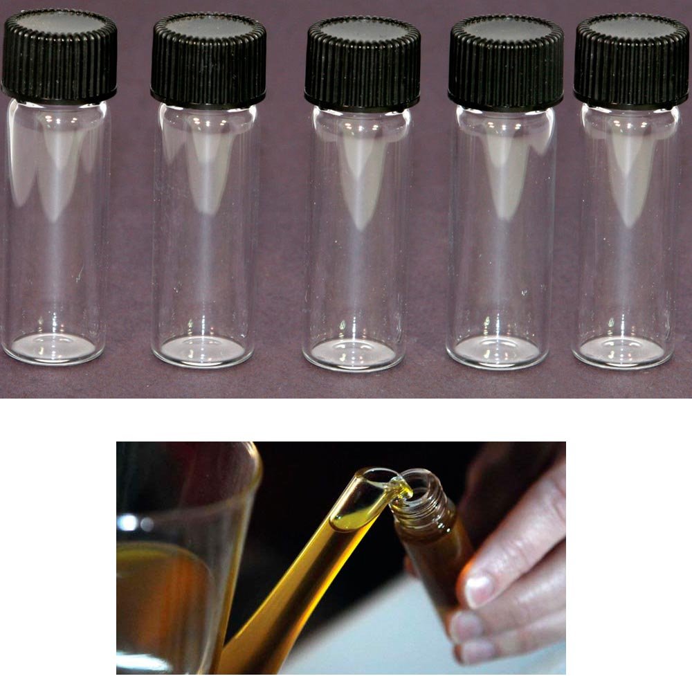 ATB 10 Mini Clear Glass Vial Bottles Cap 2 3/16 Tall 6 mL Gold Panning Prospecting