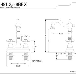 Kingston Brass KB1498BEX 4" Centerset bar Faucet, Brushed Nickel, 4-3/4" In Spout Reach