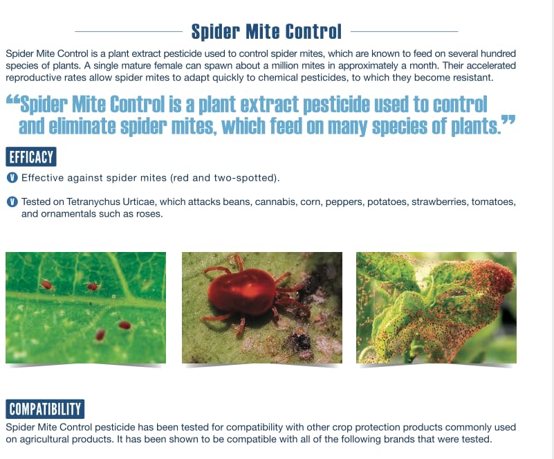 Growers Trust Spider Mite Killer Non-Toxic, Biodegradable - Natural Pesticide -Organic Ingredients-Earth Friendly Pest Control(Solution Makes 10 gallons RTU )